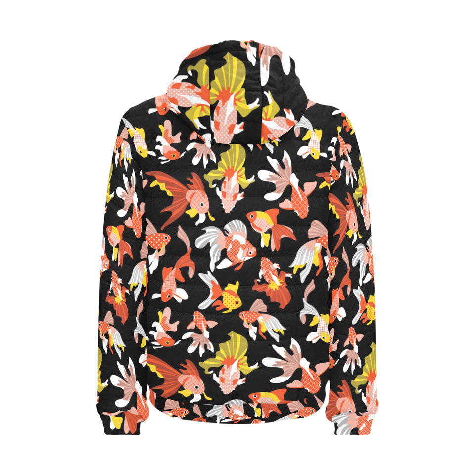 Goldfish Pattern Print Design 03 Men's Padded Hooded Jacket