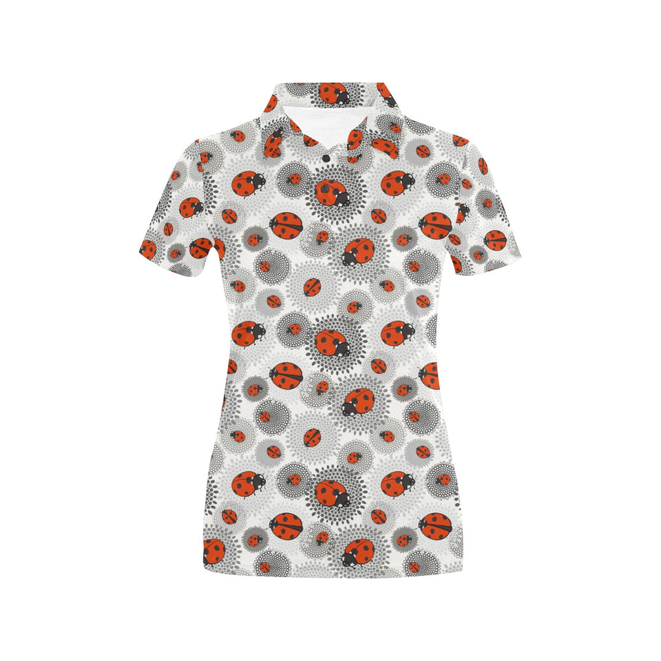 Ladybug Pattern Print Design 05 Women's All Over Print Polo Shirt