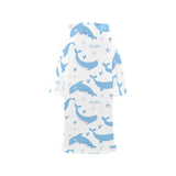Blue whale pattern Blanket Robe with Sleeves