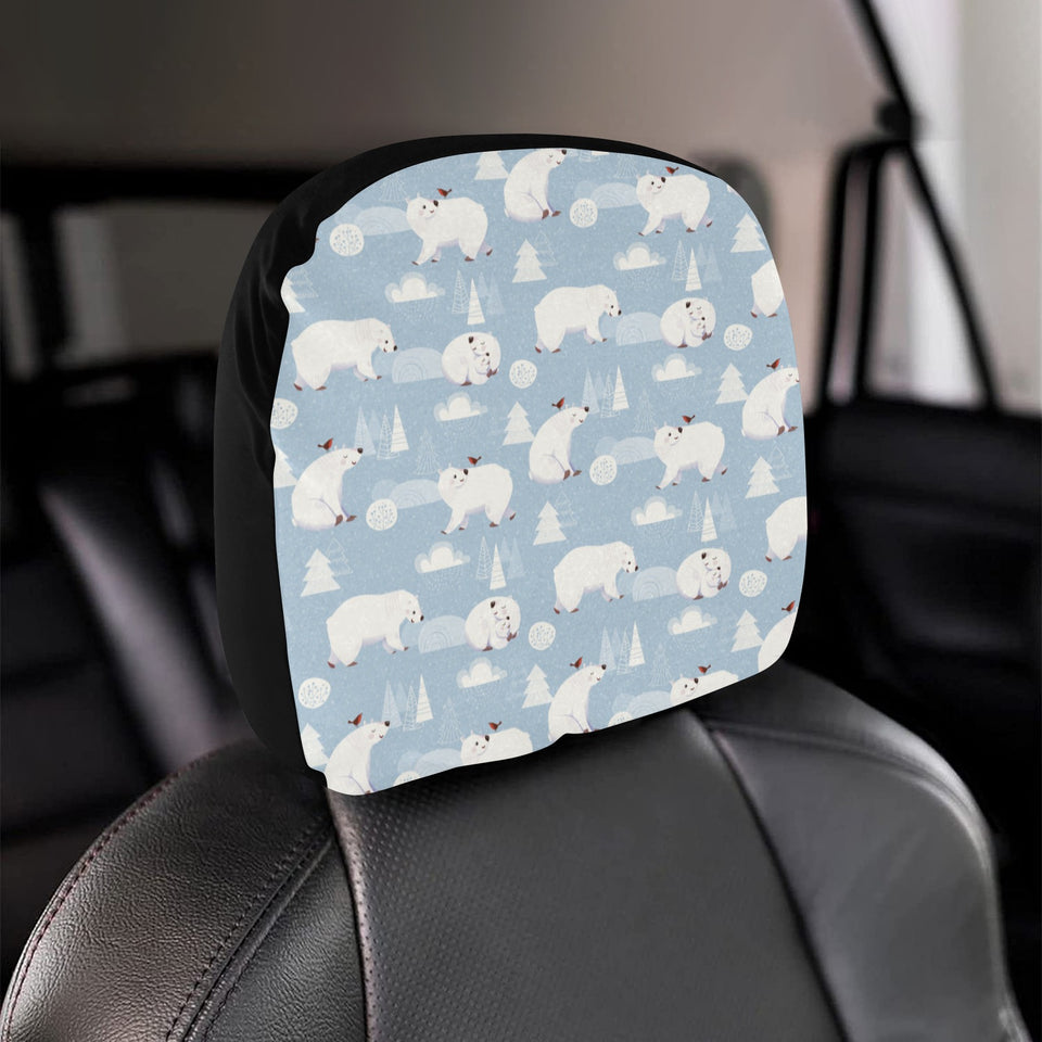 Cute polar bears Christmas decoration pattern Car Headrest Cover