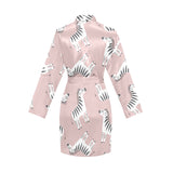 Cute zebra pattern Women's Long Sleeve Belted Night Robe