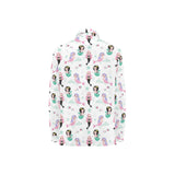 cute mermaid dolphin fish starfish pattern Women's Long Sleeve Polo Shirt