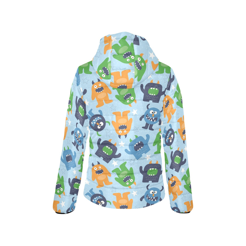 Alien Pattern Print Design 04 Women's Padded Hooded Jacket