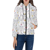 Cute Llama Alpaca pattern Women's Padded Hooded Jacket