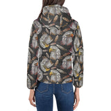 Eagle Pattern Print Design 05 Women's Padded Hooded Jacket