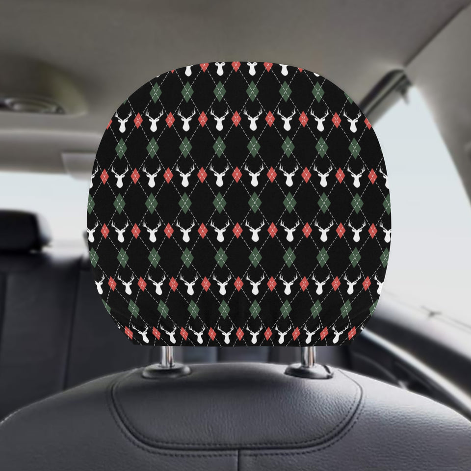 Deer Christmas new year pattern argyle Car Headrest Cover