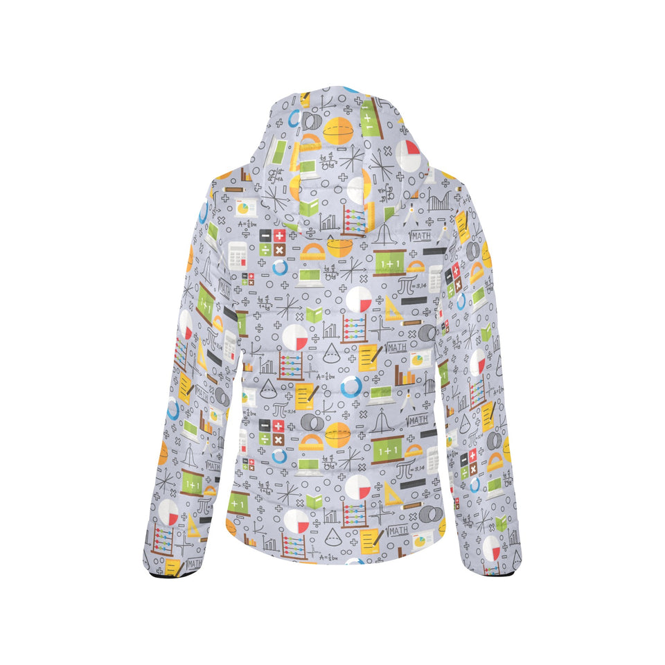 Math Pattern Print Design 04 Women's Padded Hooded Jacket