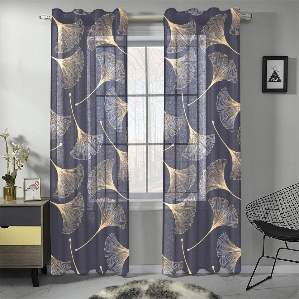 Gold ginkgo leaves Gauze Curtain