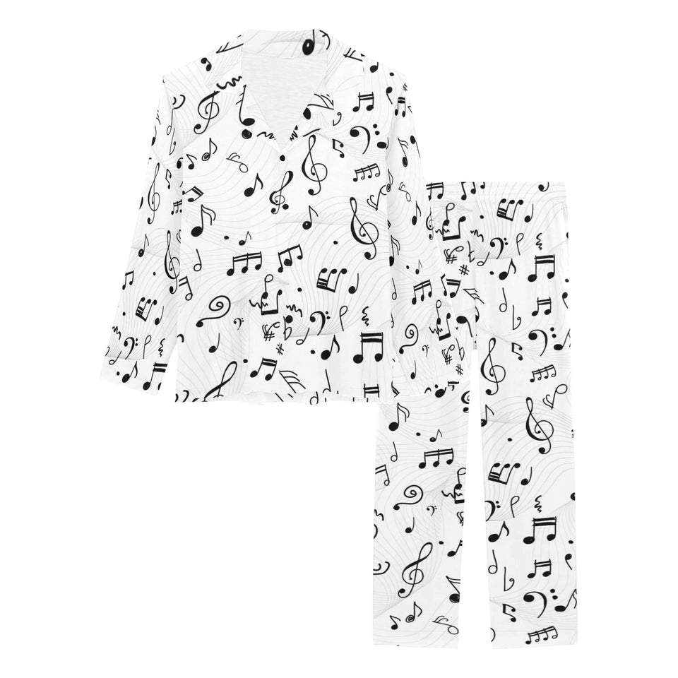 Music Notes Pattern Print Design 04 Women's Long Pajama Set