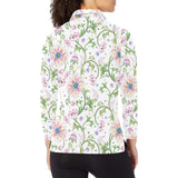 Beautiful pink lotus waterlily leaves pattern Women's Long Sleeve Polo Shirt