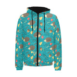Hedgehog Pattern Print Design 01 Men's Padded Hooded Jacket