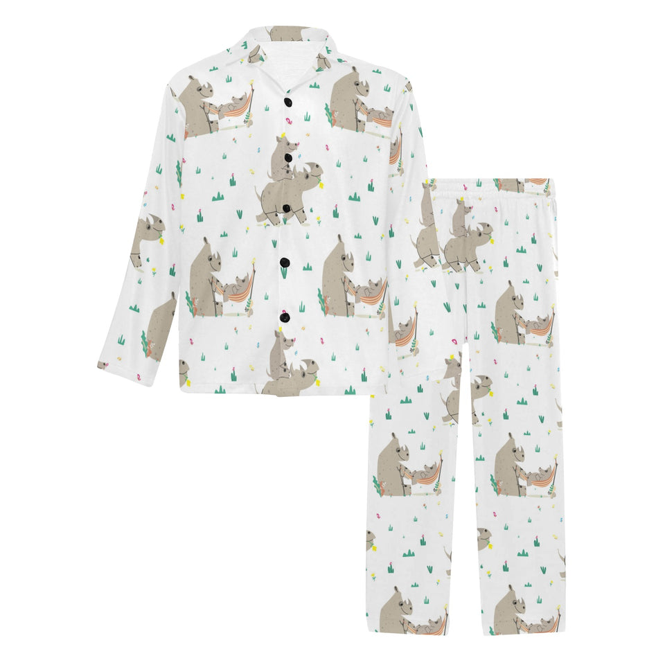 Cute Rhino pattern background Men's Long Pajama Set