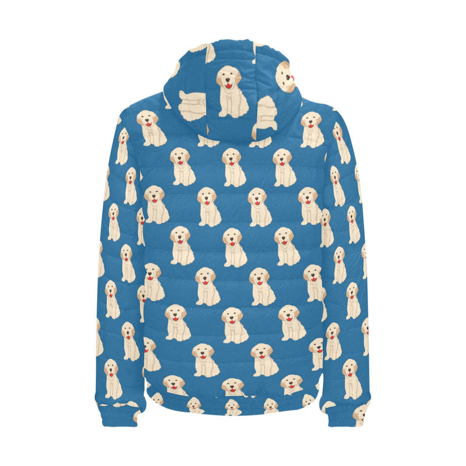 Golden Retriever Pattern Print Design 03 Men's Padded Hooded Jacket