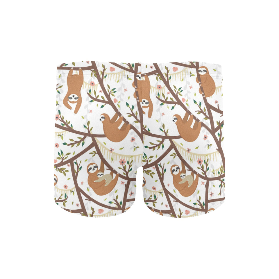 Sloths hanging on the tree pattern Men's Swimming Trunks