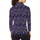 Eggplant Pattern Print Design 04 Women's Long Sleeve Polo Shirt