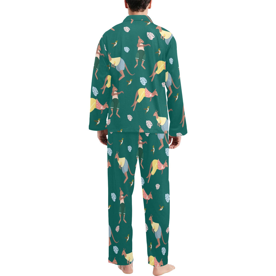 Kangaroo leaves pattern Men's Long Pajama Set