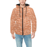 Brick Printed Pattern Print Design 02 Men's Padded Hooded Jacket
