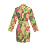Cool Geometric lime pattern Women's Long Sleeve Belted Night Robe