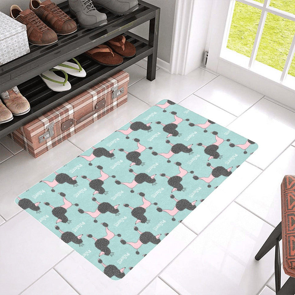 poodle dog green background Doormat
