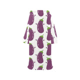 Eggplant Pattern Print Design 01 Blanket Robe with Sleeves