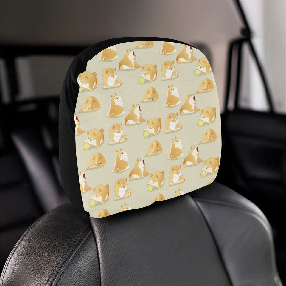 Cute fat shiba inu dog pattern Car Headrest Cover