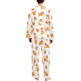 Brown pomeranian pattern Men's Long Pajama Set