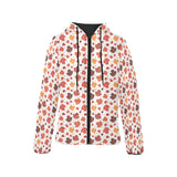Colorful Maple Leaf pattern Women's Padded Hooded Jacket