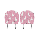 Llama Alpaca pink background Car Headrest Cover