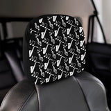 Saxophone music notes treble clef black white them Car Headrest Cover