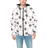 Ostrich Pattern Print Design 02 Men's Padded Hooded Jacket