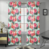 Beautiful flamingo tropical palm leaves hibiscus p Gauze Curtain