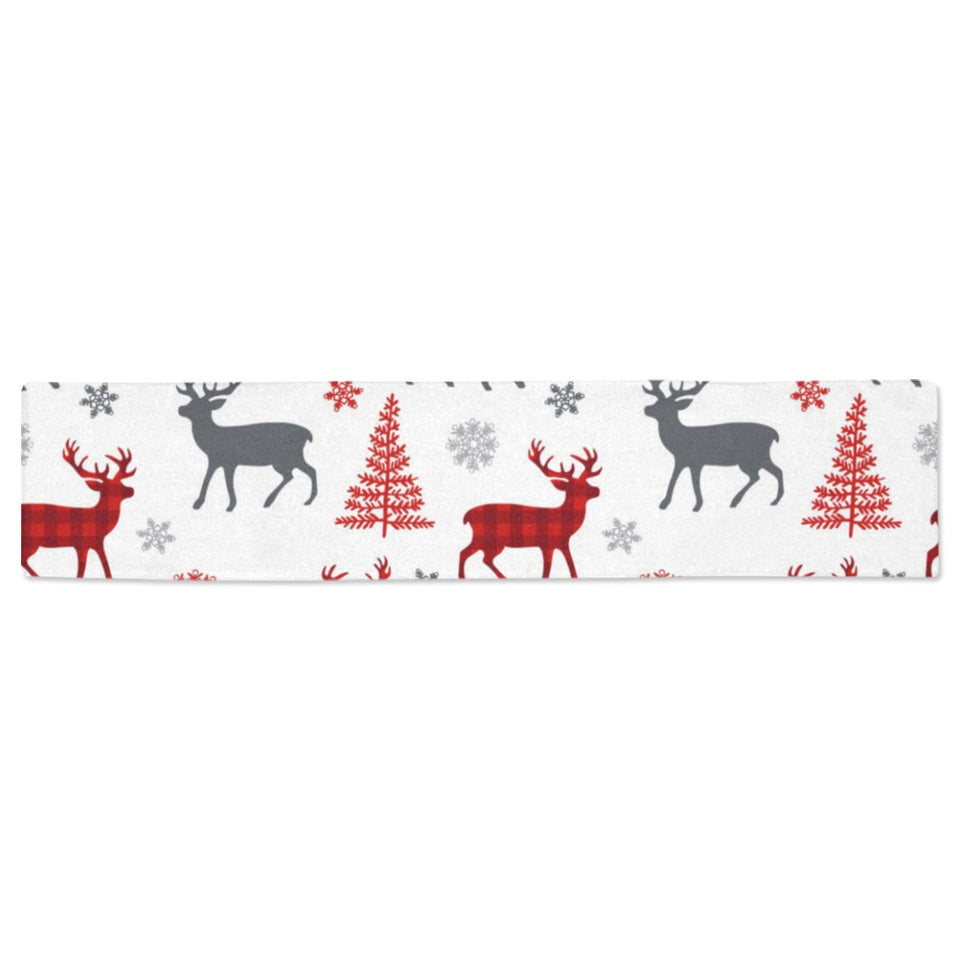 Deer tree snowflakes chrismas pattern Table Runner