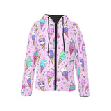 Cute ice cream cone animal pattern Women's Padded Hooded Jacket
