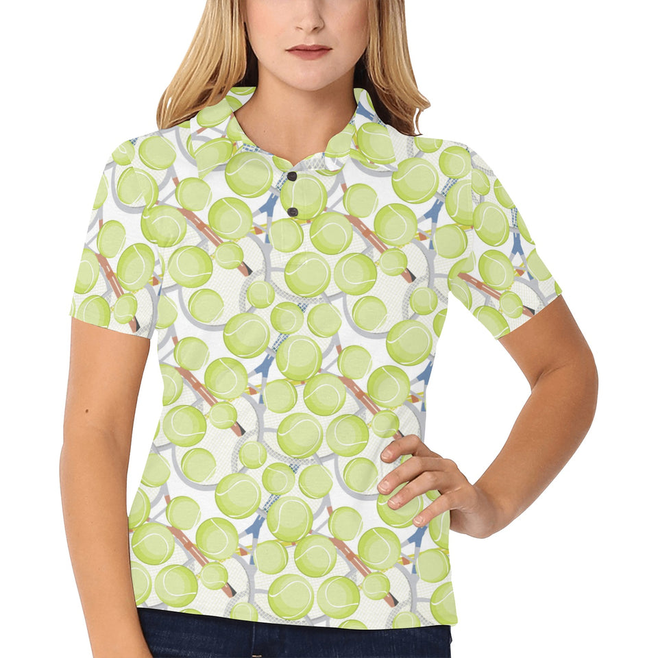 Tennis Pattern Print Design 01 Women's All Over Print Polo Shirt