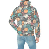 Gear Pattern Print Design 05 Men's Padded Hooded Jacket