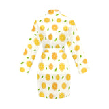 oranges leaves pattern Women's Long Sleeve Belted Night Robe