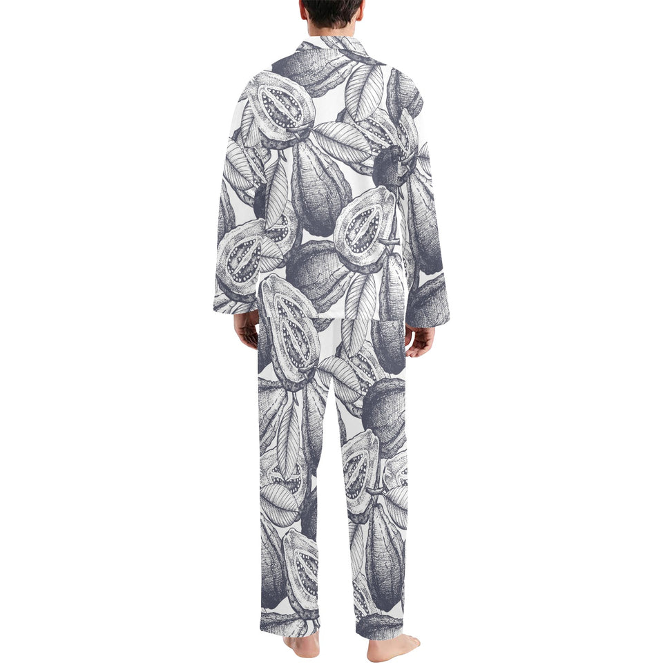 Guava tropical hand drawn pattern Men's Long Pajama Set
