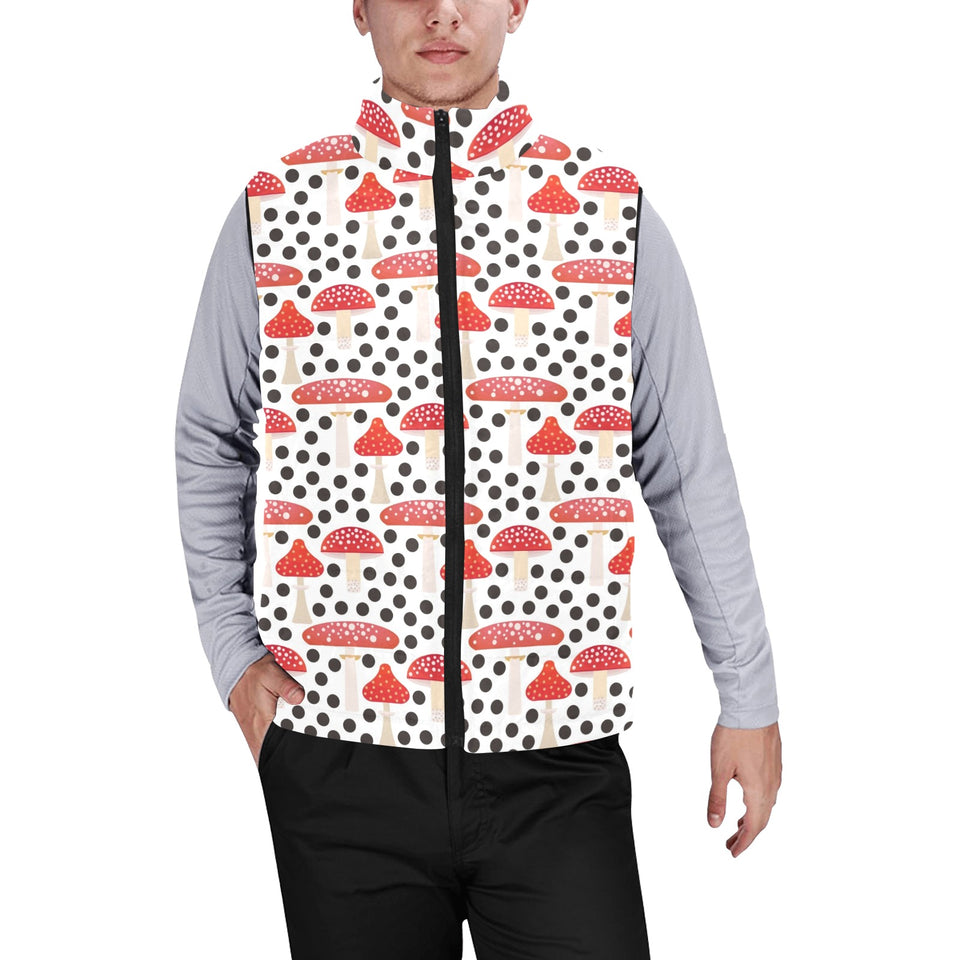 Red mushroom dot pattern Men's Padded Vest
