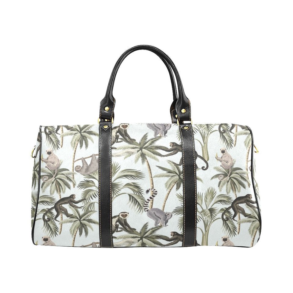 Monkey sloth lemur palm trees pattern Travel Bag
