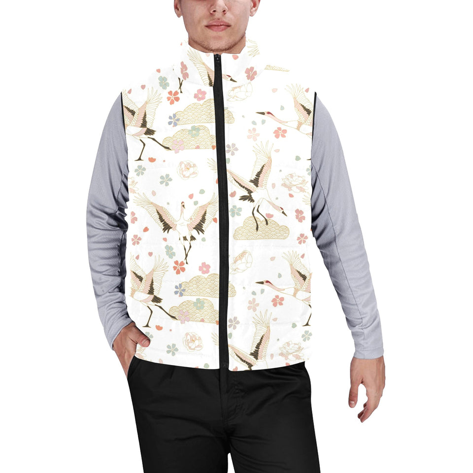 Beautiful Japanese cranes pattern Men's Padded Vest