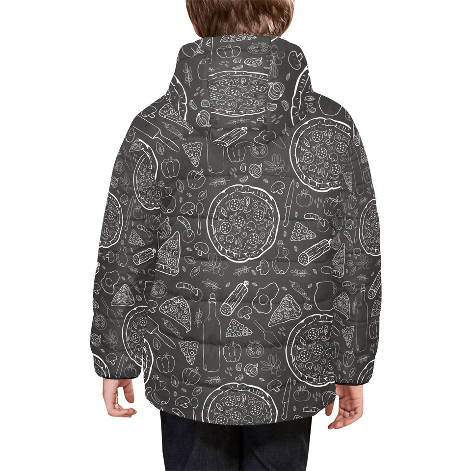Pizza pattern Kids' Boys' Girls' Padded Hooded Jacket