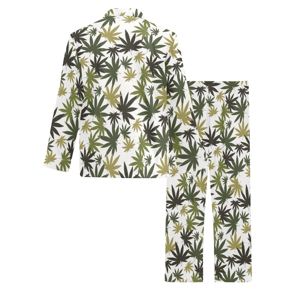 Canabis Marijuana Weed Pattern Print Design 05 Men's Long Pajama Set