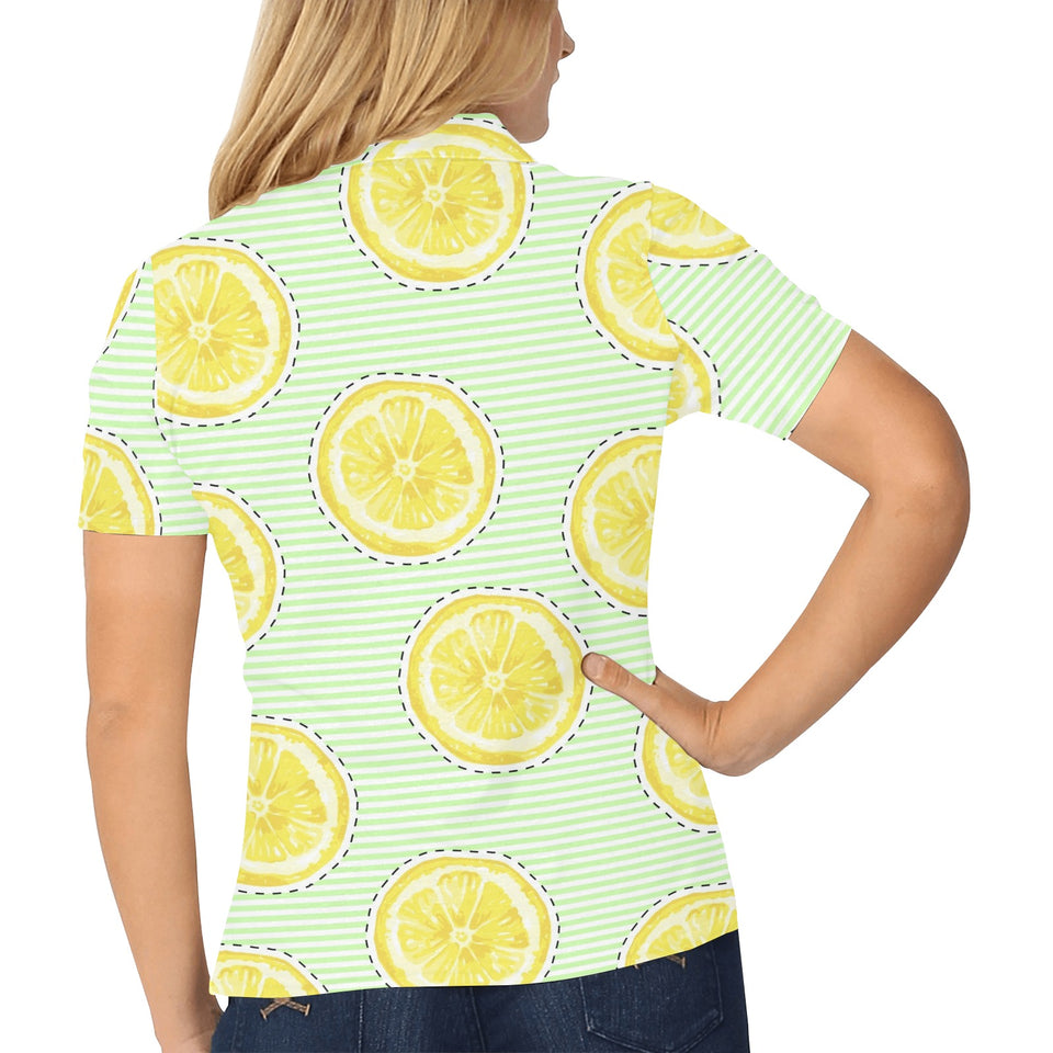 slice of lemon pattern Women's All Over Print Polo Shirt