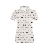 Mustache Beard Pattern Print Design 05 Women's All Over Print Polo Shirt