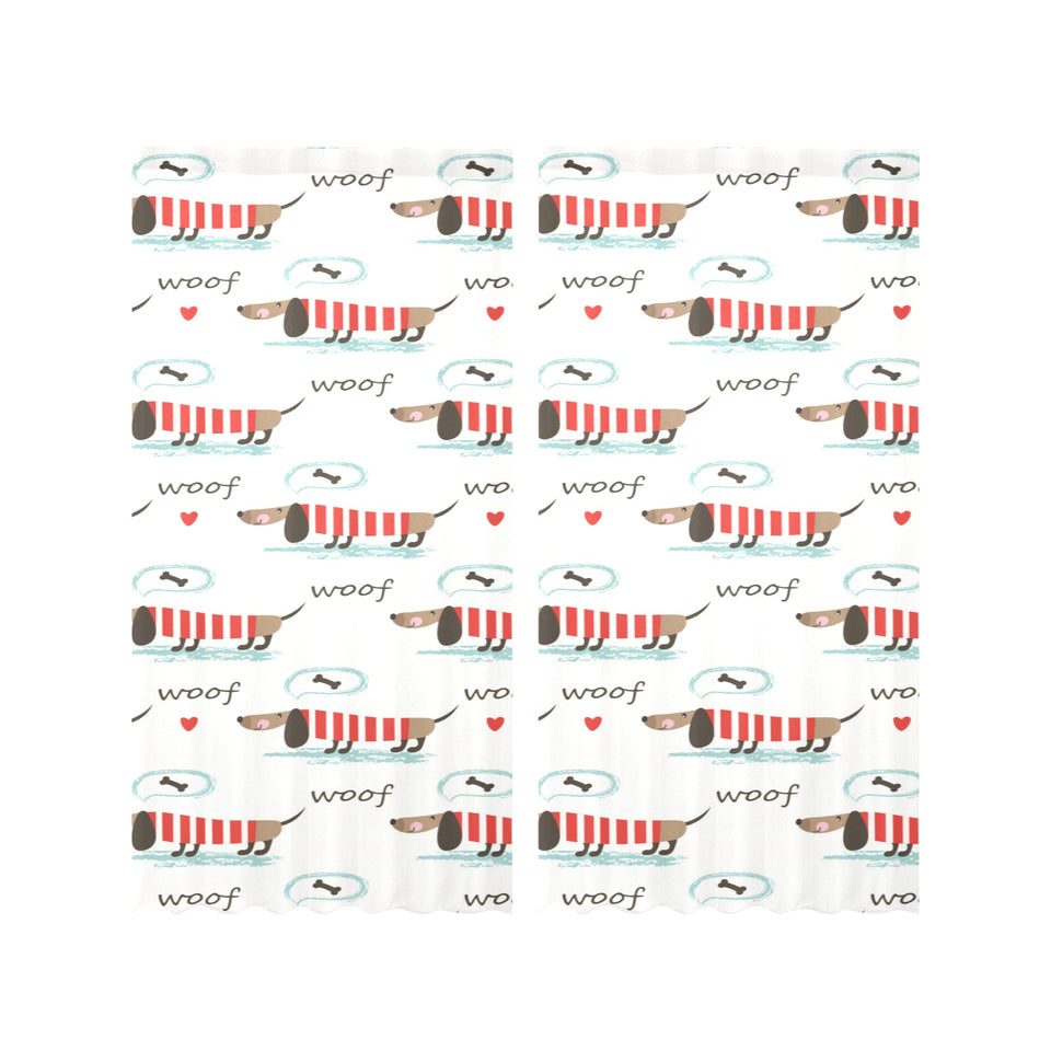 Cute dachshund bone pattern Gauze Curtain