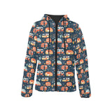 Camper Van Pattern Print Design 05 Women's Padded Hooded Jacket