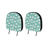 Cute sheep green background Car Headrest Cover