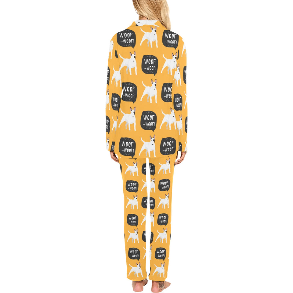 Bull Terrier Pattern Print Design 03 Women's Long Pajama Set