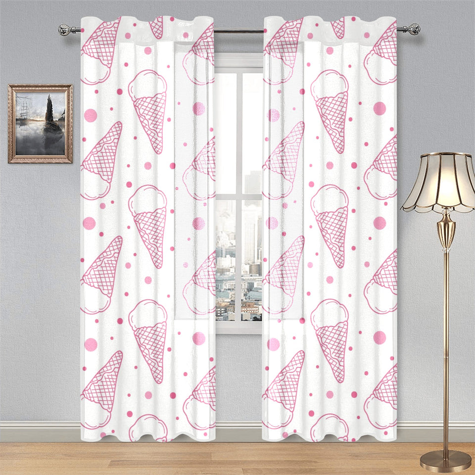 Hand drawn ice cream pattern Gauze Curtain