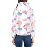 Watercolor air balloon cloud pattern Women's Padded Hooded Jacket